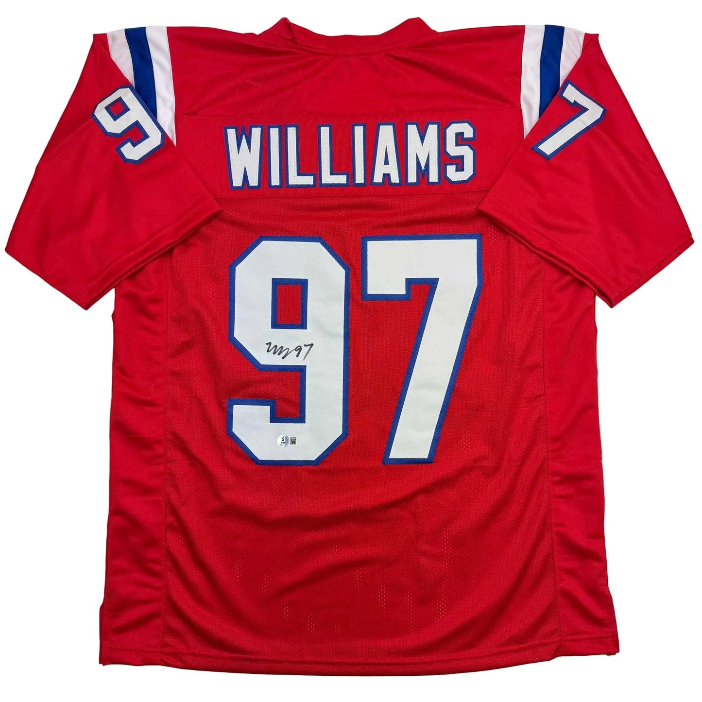 Autographed/Signed Milton Williams New England Red Football Jersey Beckett BAS COA