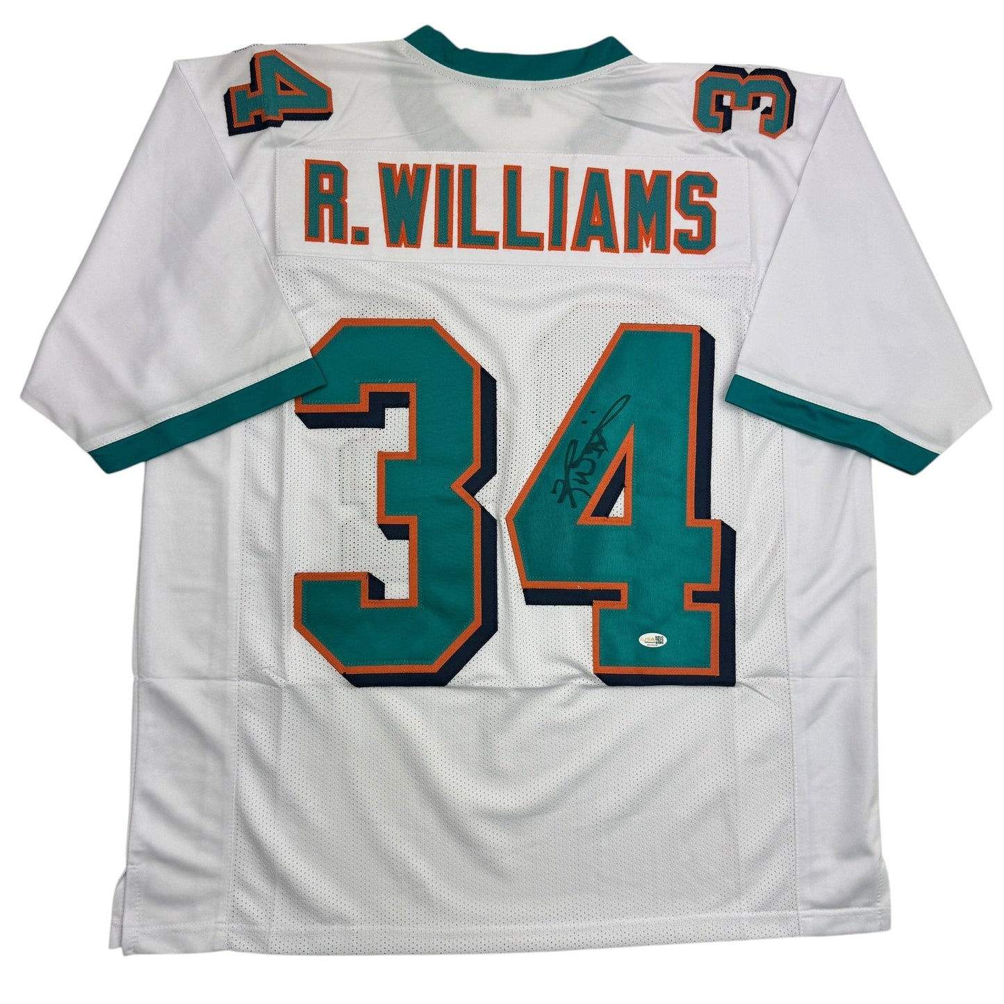 Autographed/Signed Ricky Williams Miami White Football Jersey JSA COA