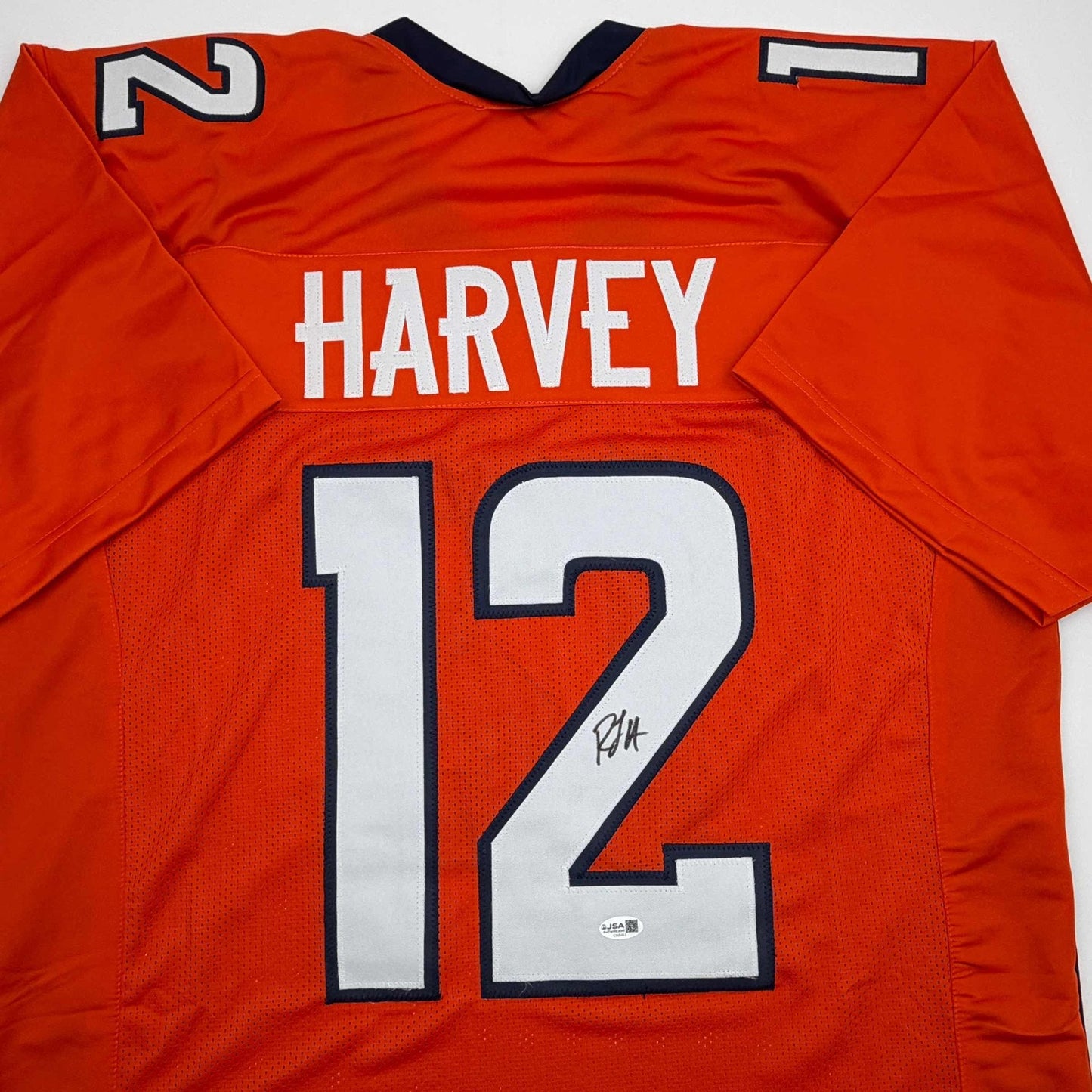Autographed/Signed R.J RJ Harvey Denver Orange Football Jersey JSA COA