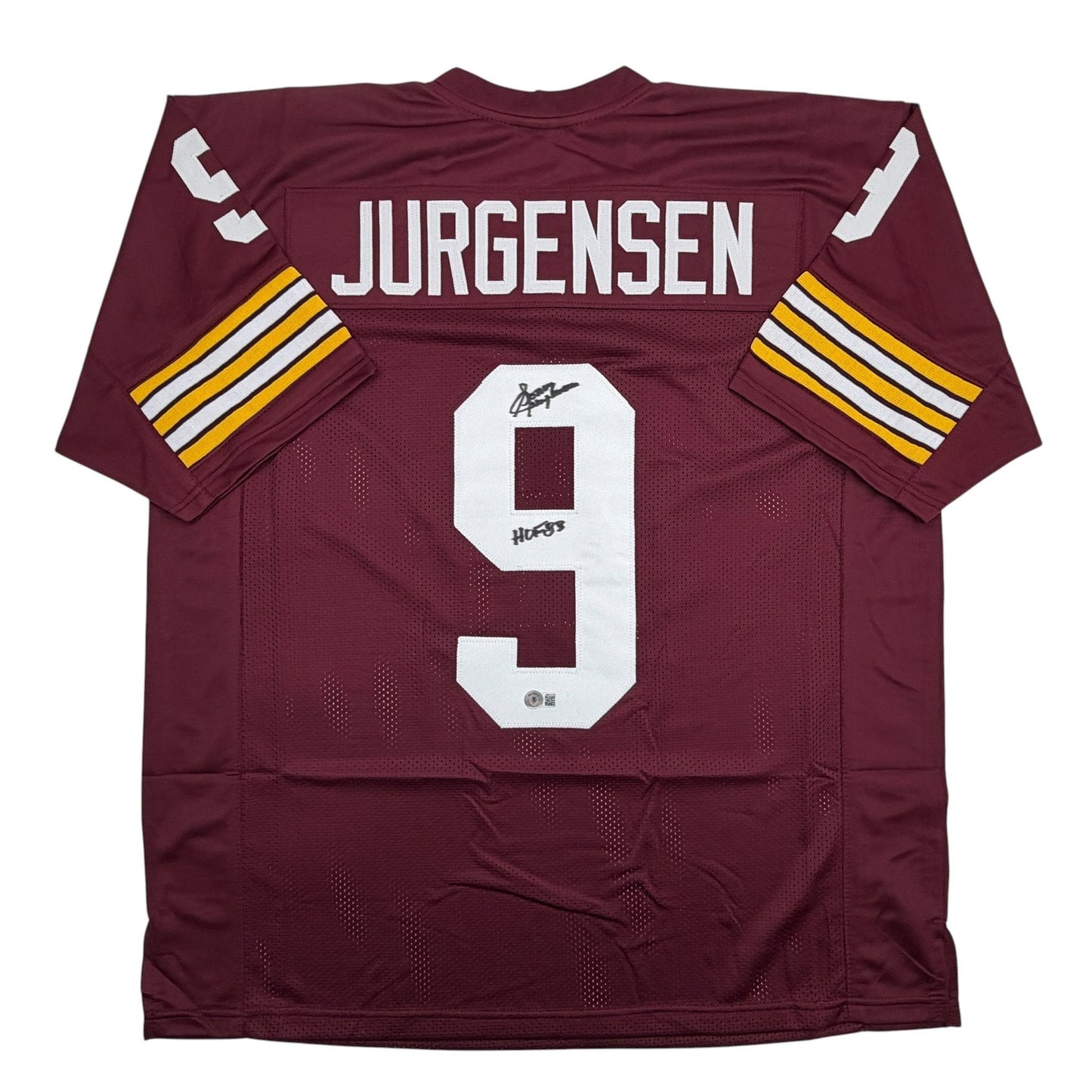 Autographed/Signed Sonny Jurgensen HOF 83 Washington Burgundy Football Jersey Beckett BAS COA