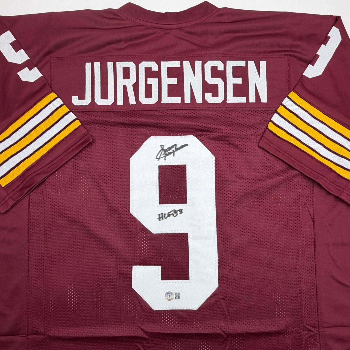 Autographed/Signed Sonny Jurgensen HOF 83 Washington Burgundy Football Jersey Beckett BAS COA