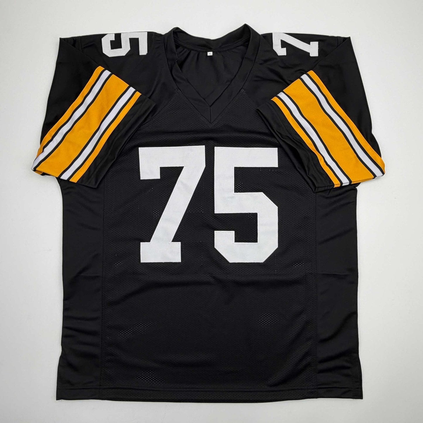 Autographed/Signed Mean Joe Greene HOF 87 Pittsburgh Black Football Jersey Beckett BAS COA