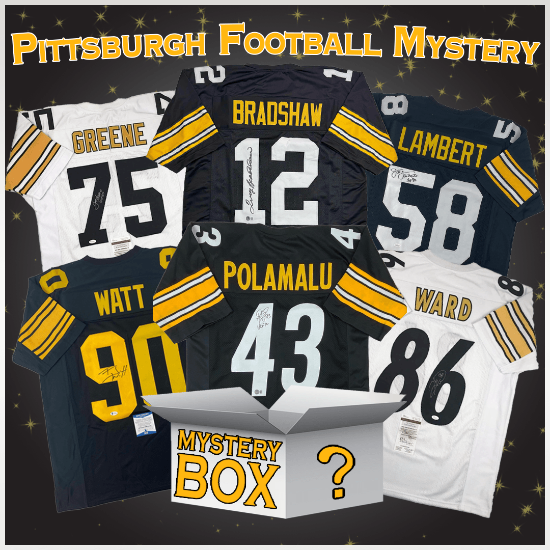 Autographed/Signed Pittsburgh Football Jersey Mystery Box with PSA JSA or Beckett COA