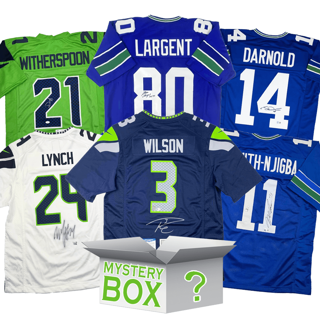 Autographed/Signed Seattle Football Jersey Mystery Box with PSA JSA or Beckett COA