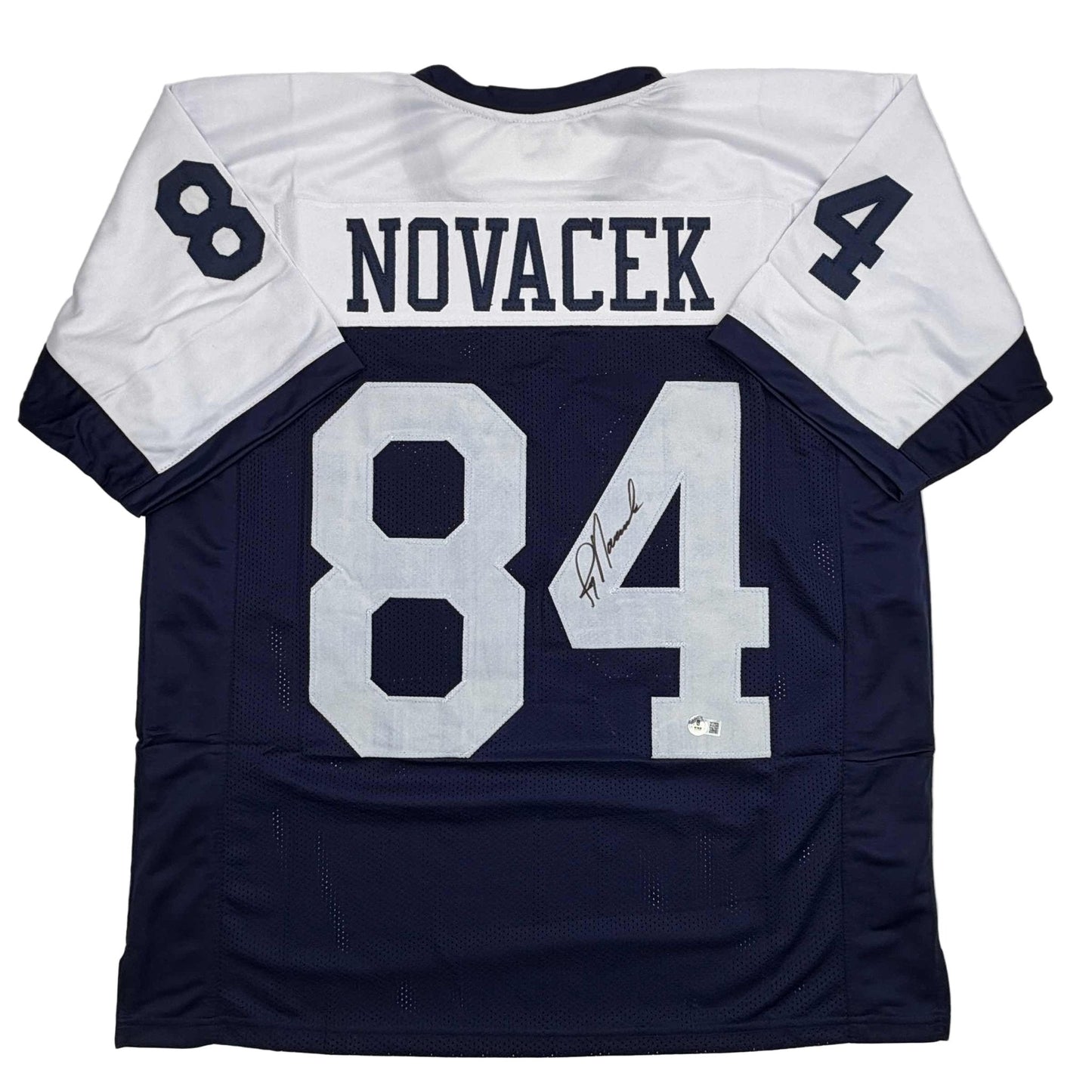 Autographed/Signed Jay Novacek Dallas Thanksgiving Day Football Jersey Beckett BAS COA