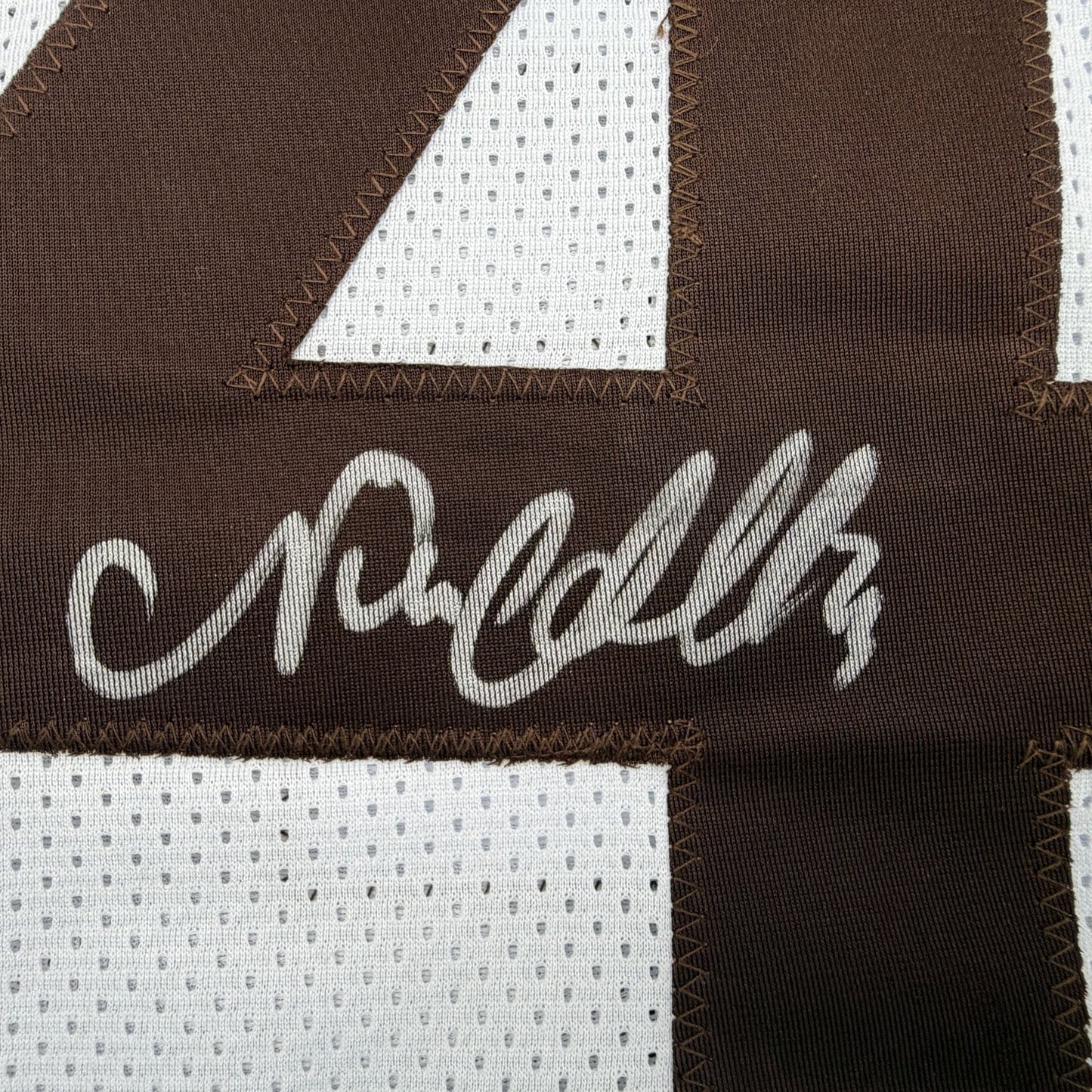 Autographed/Signed Nick Chubb Cleveland White Football Jersey Beckett BAS COA