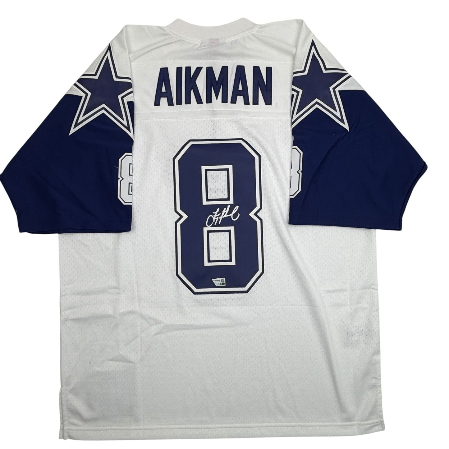 Autographed/Signed Troy Aikman Dallas Cowboys White Authentic Mitchell & Ness Football Jersey Fanatics COA
