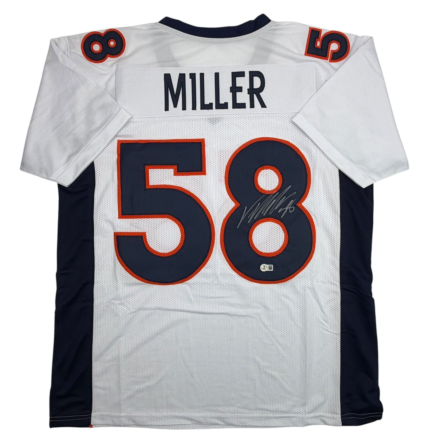 Autographed/Signed Von Miller Denver White Football Jersey Beckett BAS COA