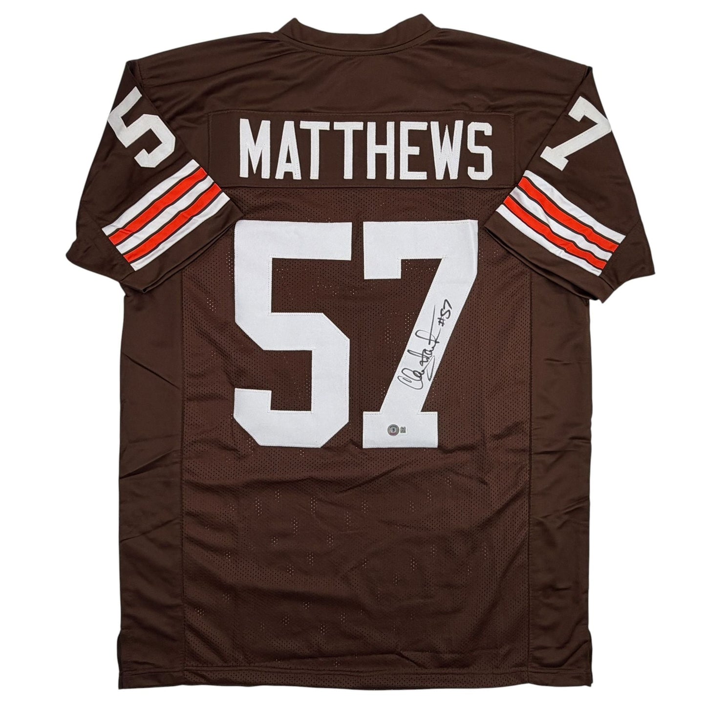 Autographed/Signed Clay Matthews Jr Cleveland Brown Football Jersey Beckett BAS COA