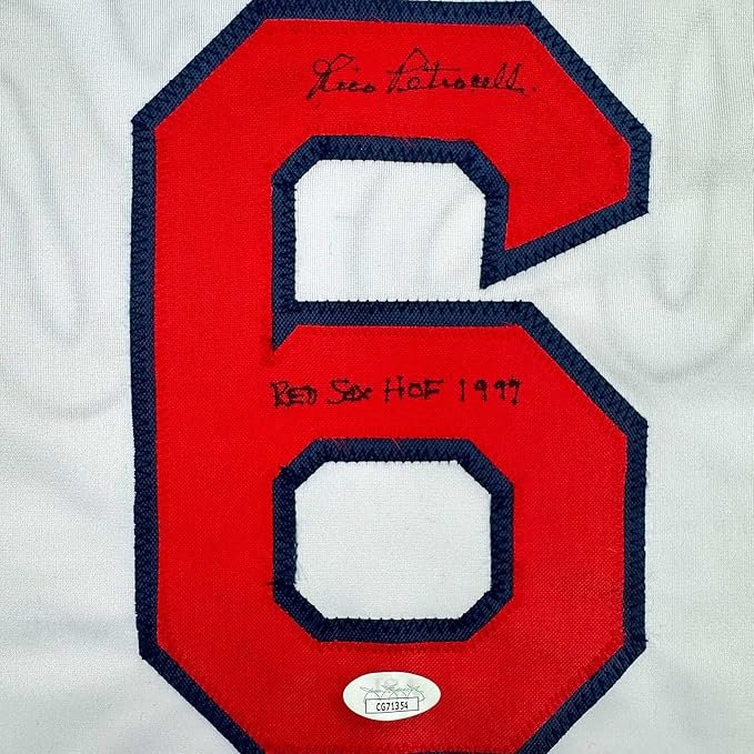 Framed Autographed/Signed Rico Petrocelli 35x39 HOF 1999 Boston White Baseball Jersey JSA COA