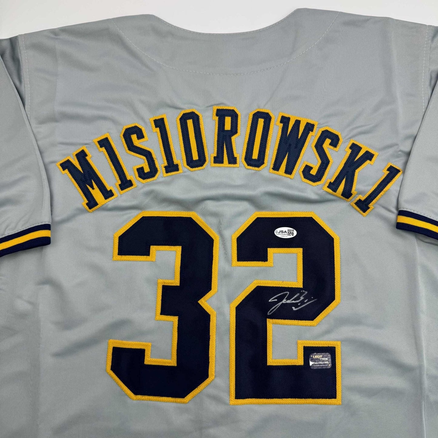 Autographed/Signed Jacob Misiorowski Milwaukee Grey Baseball Jersey JSA COA
