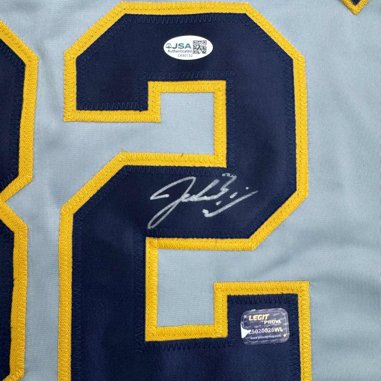 Autographed/Signed Jacob Misiorowski Milwaukee Grey Baseball Jersey JSA COA