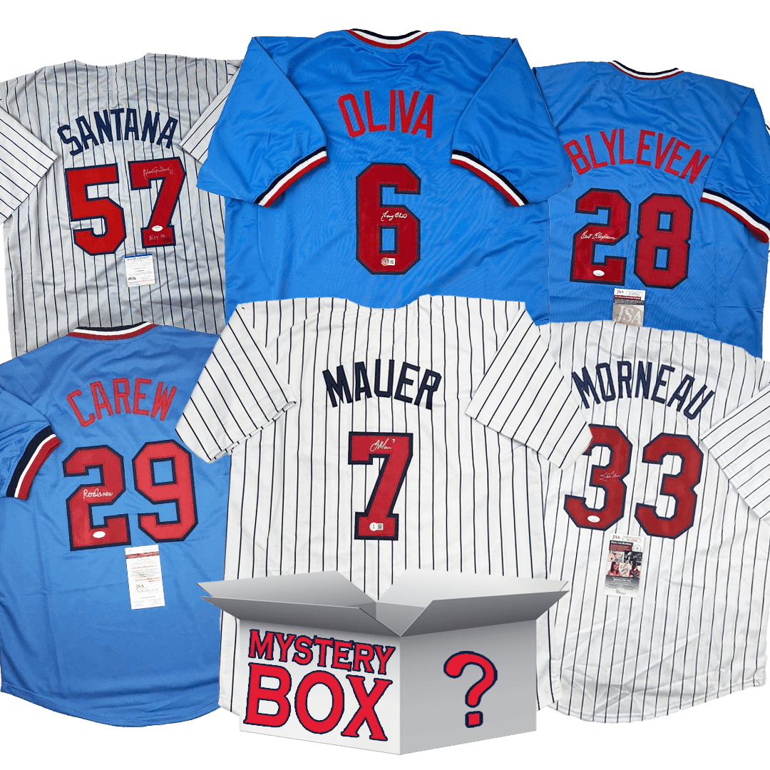 Autographed/Signed Minnesota Baseball Jersey Mystery Box with PSA JSA or Beckett COA