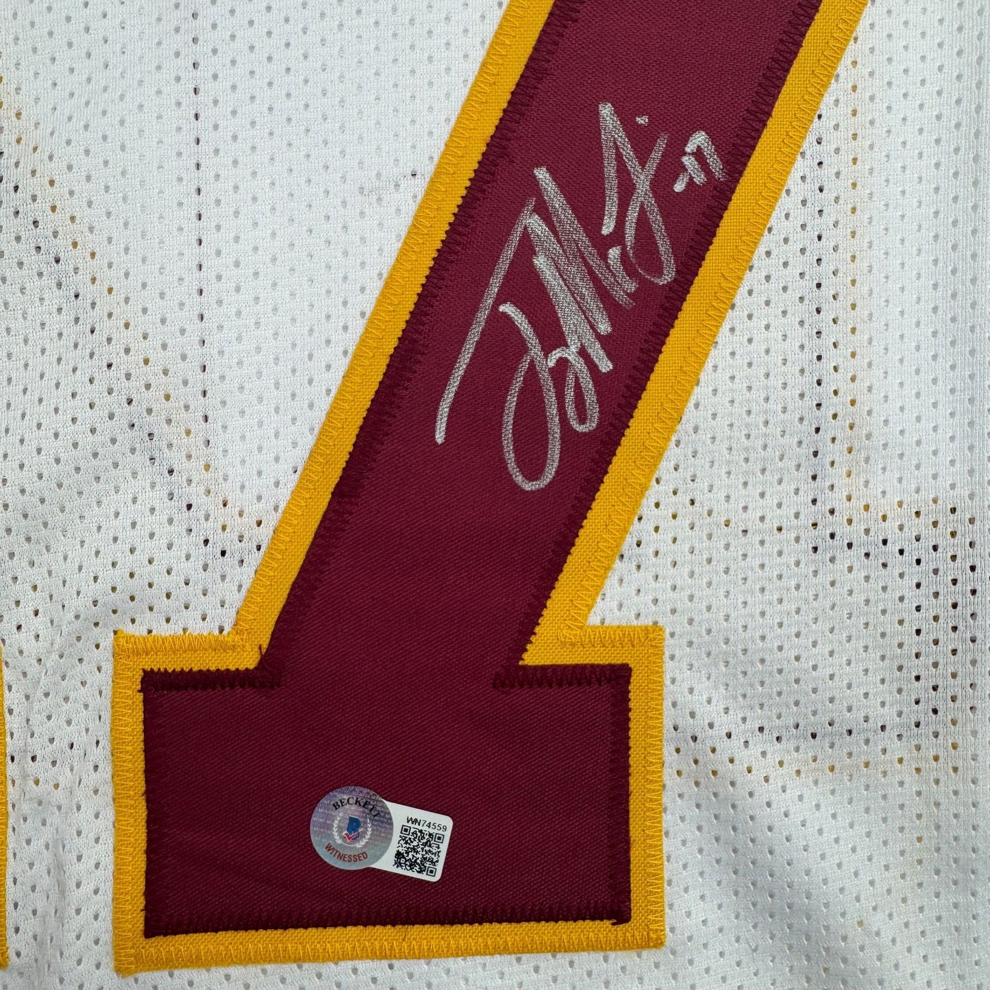 Autographed/Signed Terry McLaurin Washington White Retro Football Jersey Beckett BAS COA