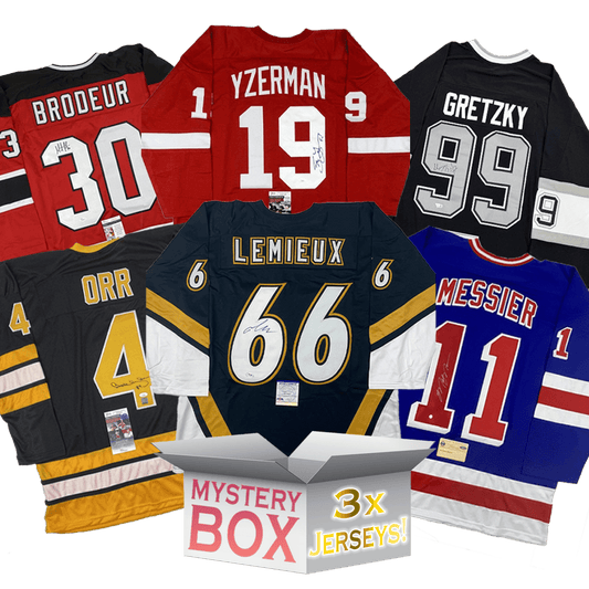3x Hall of Famers Autographed/Signed Hockey Jerseys Mystery Box with PSA JSA or Beckett COA