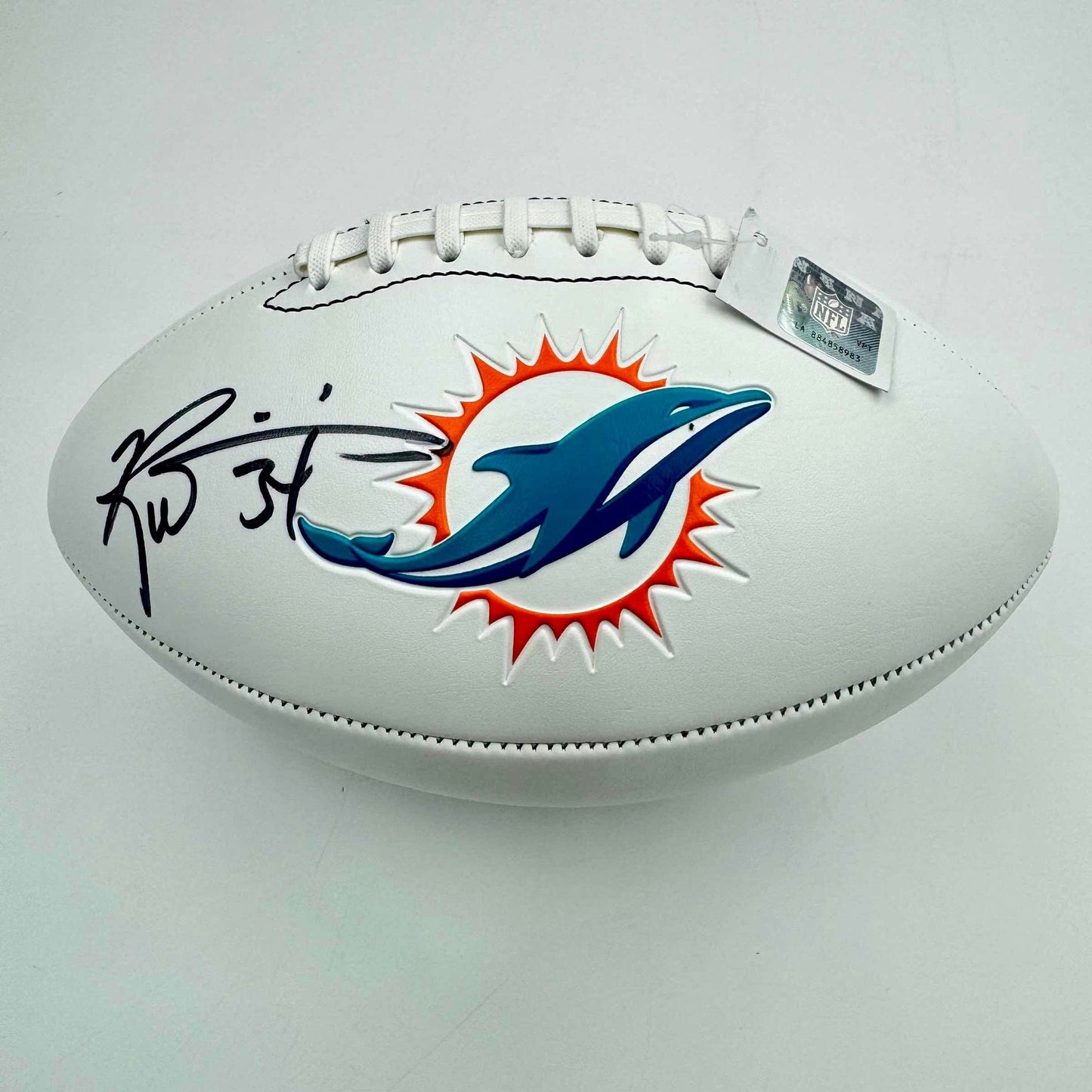 Autographed/Signed Ricky Williams Miami Dolphins Full Size F/S White Panel Logo Football JSA COA