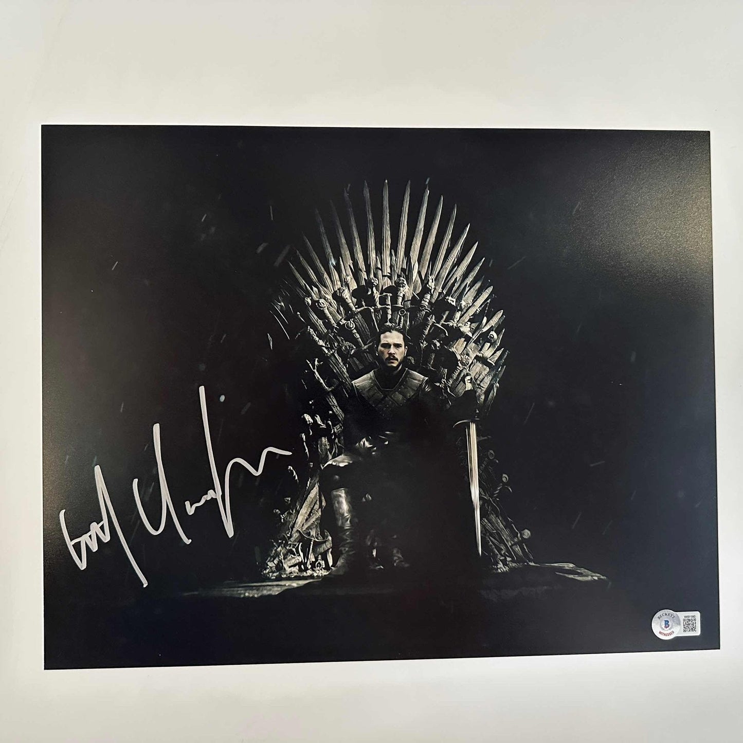 Autographed/Signed Kit Harington Jon Snow Game of Thrones Iron Throne 11x14 Photo Beckett BAS COA #1
