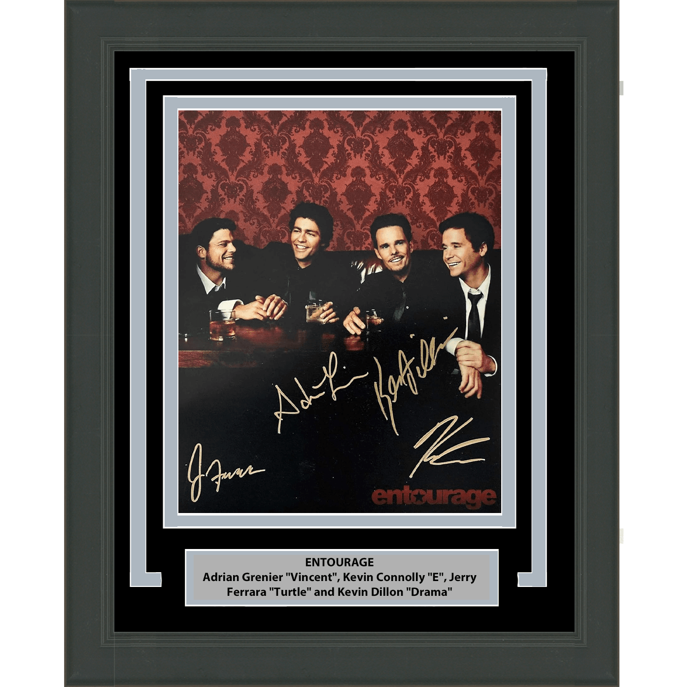 Framed Autographed/Signed Entourage 4x Cast Inscribed Adrian Grenier Kevin Connolly Jerry Ferrara Kevin Dillon 16x20 Photo JSA COA
