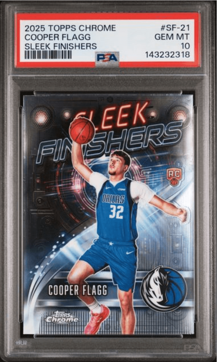 Graded 2025 Topps Chrome Cooper Flagg #SF21 Sleek Finishers Rookie RC Basketball Card PSA 10 Gem Mint