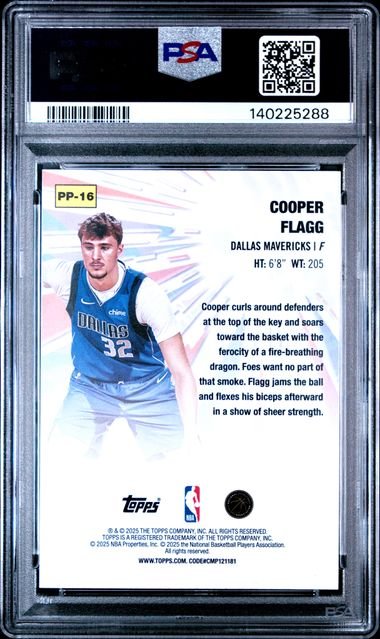 Graded 2025 Topps Cooper Flagg #PP16 Power Players Holo Foil Rookie RC Basketball Card PSA 10 Gem Mint
