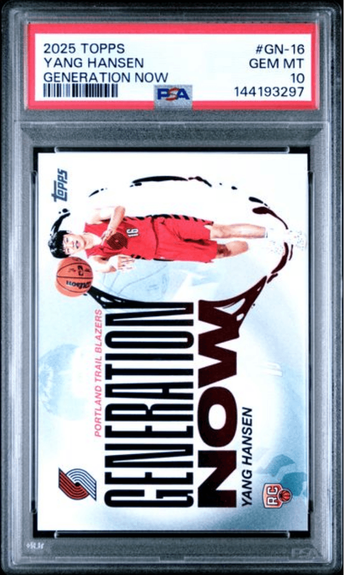 Graded 2025 Topps Yang Hansen #GN16 Generation Now Rookie RC Basketball Card PSA 10 Gem Mint