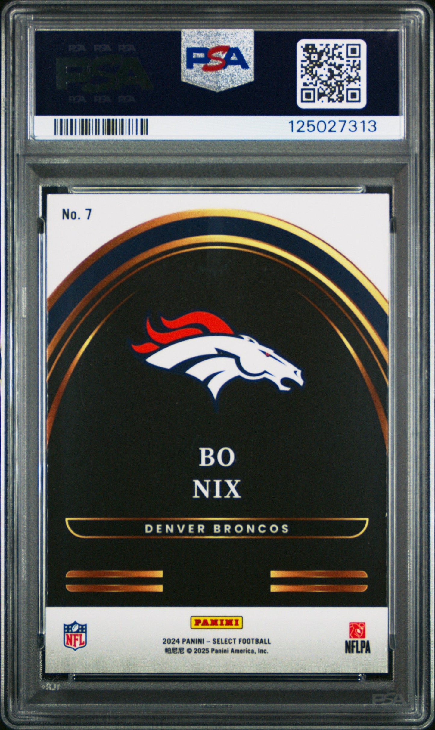 Graded 2024 Panini Select Bo Nix #7 Select Future Rookie RC Football Card PSA 10 Gem Mint