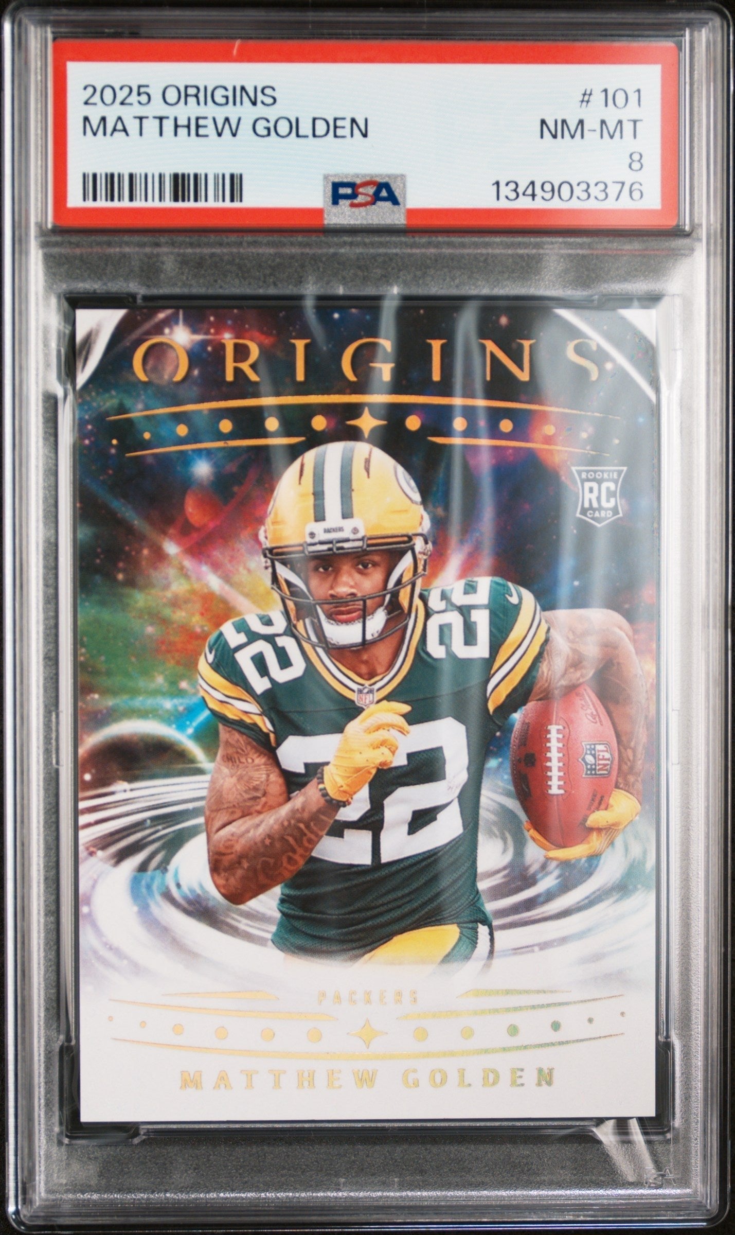 Graded 2025 Panini Origins Matthew Golden #101 Rookie RC Football Card PSA 8 Near Mint