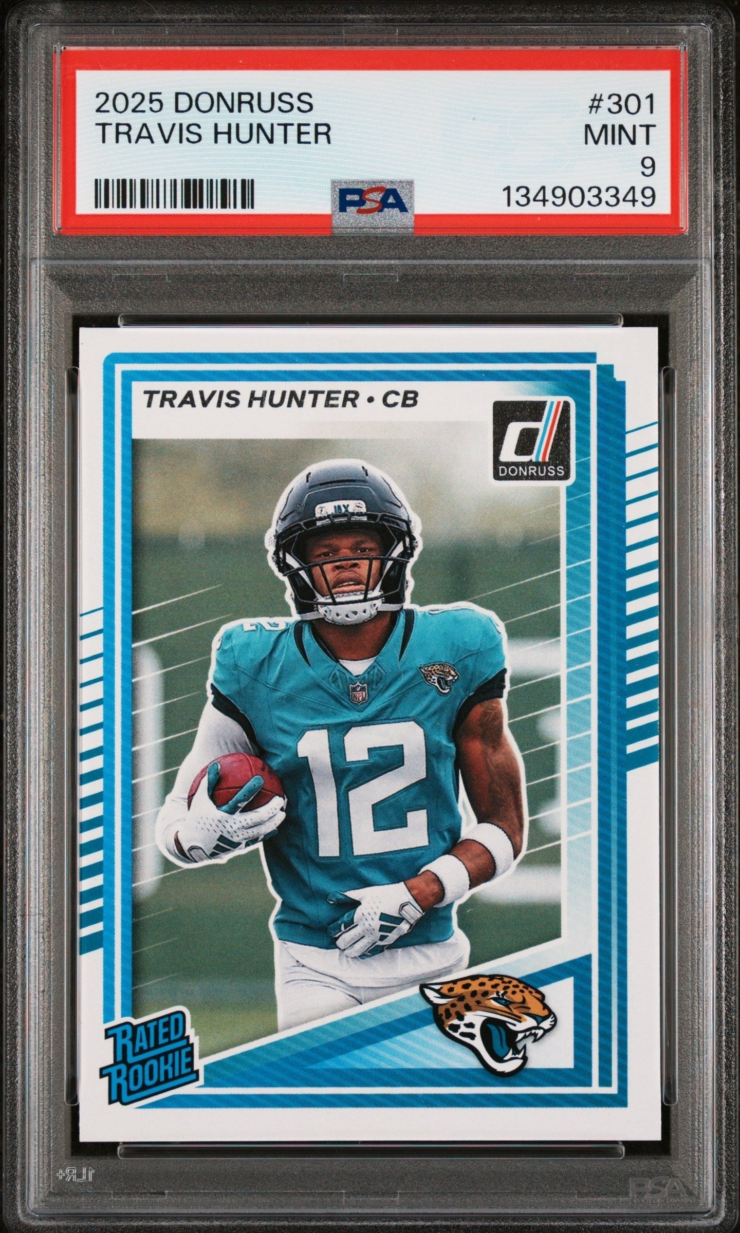 Graded 2025 Panini Donruss Travis Hunter #301 Rookie RC Football Card PSA 9 Mint