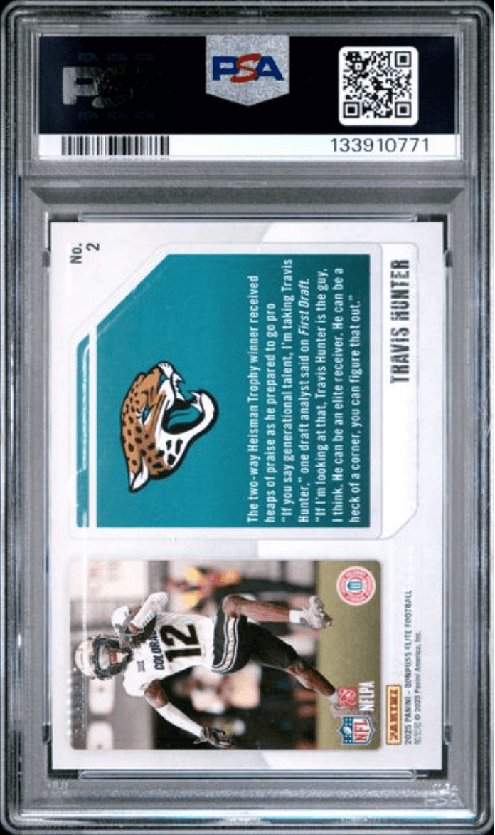Graded 2025 Panini Donruss Elite Travis Hunter #2 Extra Edition /799 Rookie RC Football Card PSA 10 Gem Mint