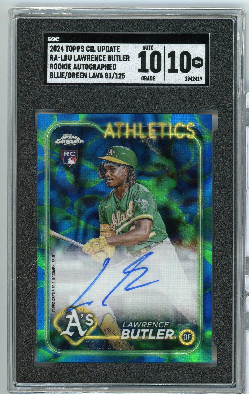 Graded 2024 Topps Chrome Update Lawrence Butler #RALBU Blue Green Lava #/125 Rookie RC Baseball Card SGC 10 Auto 10