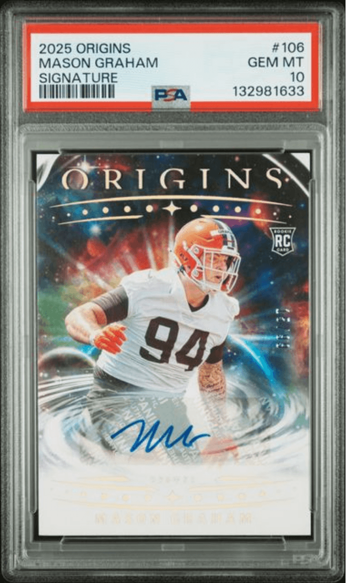 Graded 2025 Panini Origins Mason Graham #106 Signature /99 Rookie RC Football Card PSA 10 Gem Mint