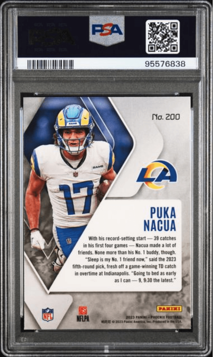 Graded 2023 Panini Phoenix Puka Nacua #200 Rookie RC Football Card PSA 10 Gem Mint