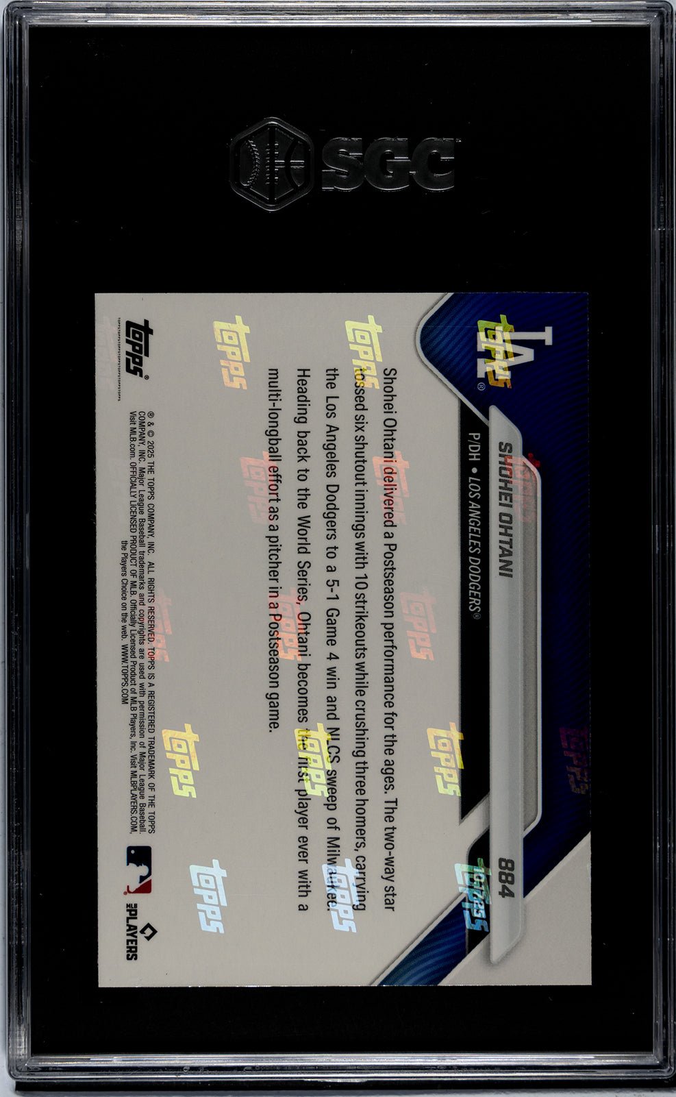 Graded 2025 Topps Now Shohei Ohtani #884 Baseball Card SGC 9 Mint