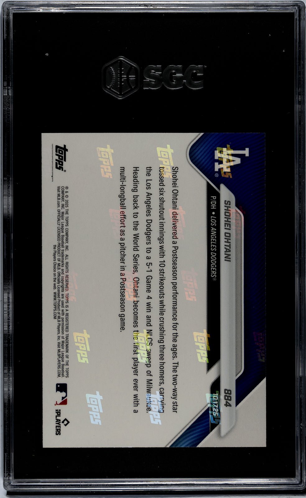 Graded 2025 Topps Now Shohei Ohtani #884 Baseball Card SGC 9.5 Mint+