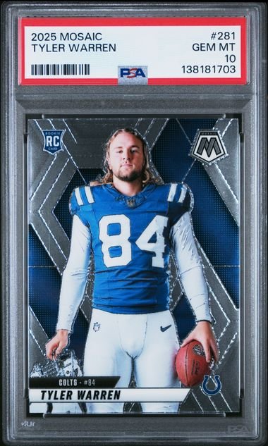 Graded 2025 Mosaic Tyler Warren #281 Variation Rookie RC Football Card PSA 10 Gem Mint