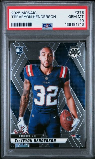 Graded 2025 Panini Mosaic TreVeyon Henderson #278 Rookie RC Football Card PSA 10 Gem Mint