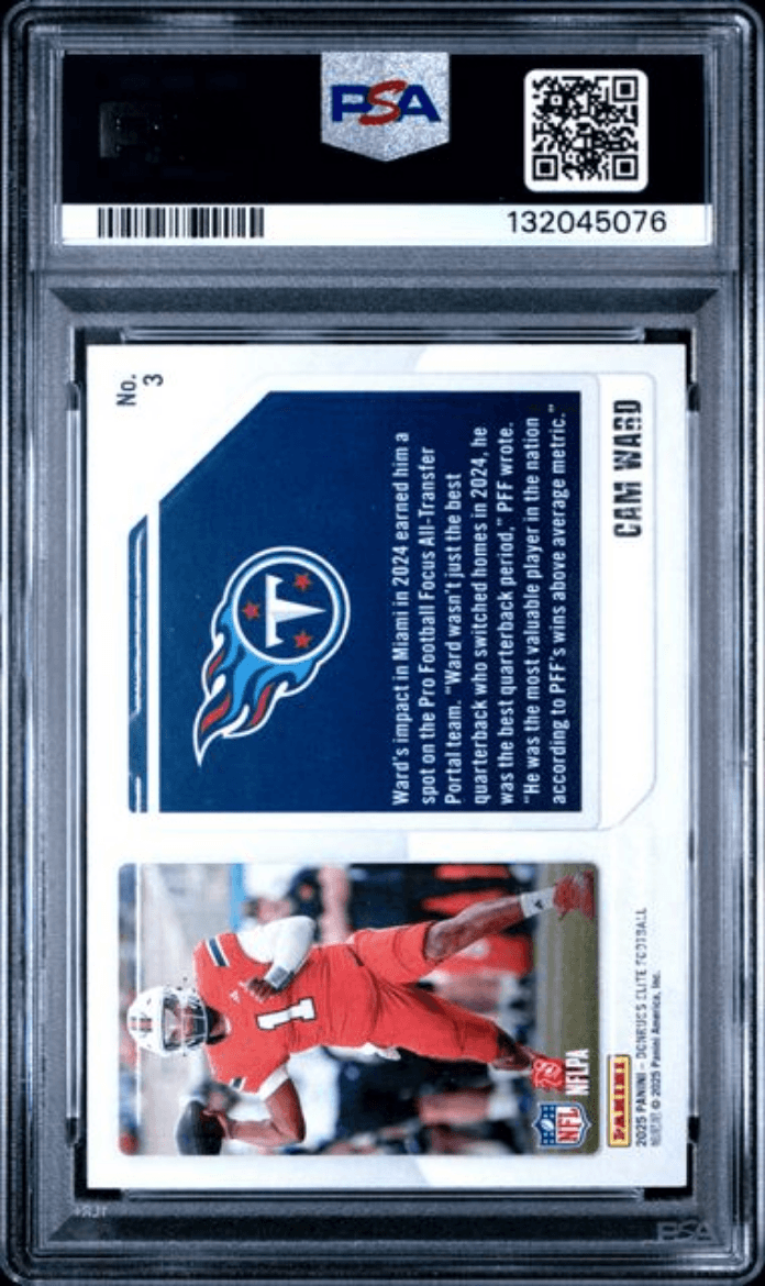 Graded 2025 Panini Donruss Elite Cam Ward #3 Extra Edition Orange /199 Rookie RC Football Card PSA 10 Gem Mint