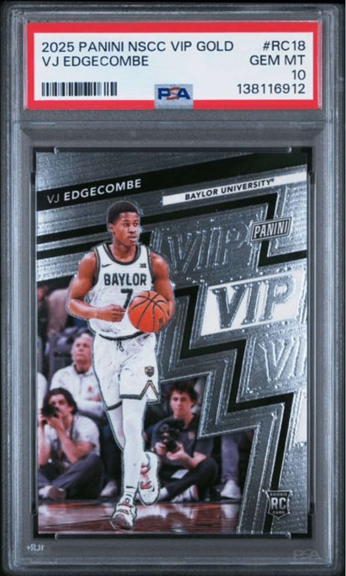 Graded 2025 Panini NSCC VIP Gold VJ Edgecombe #RC18 Rookie RC Basketball Card PSA 10 Gem Mint