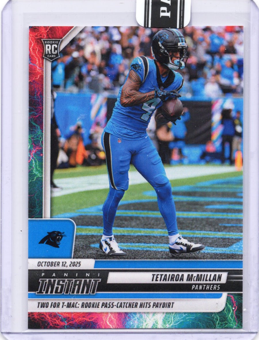 2025 Panini Instant Tetairoa McMillan #143 Lightning /5 Carolina Panthers Rookie RC Football Card