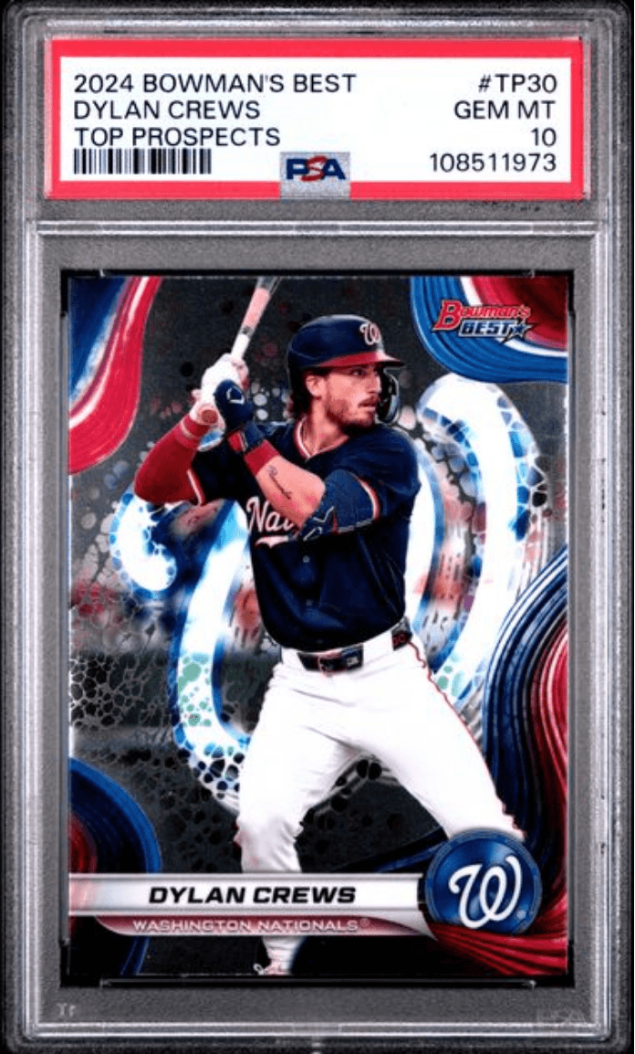 Graded 2024 Topps Bowmans Best Dylan Crews #TP30 Top Prospects Rookie RC Baseball Card PSA 10 Gem Mint