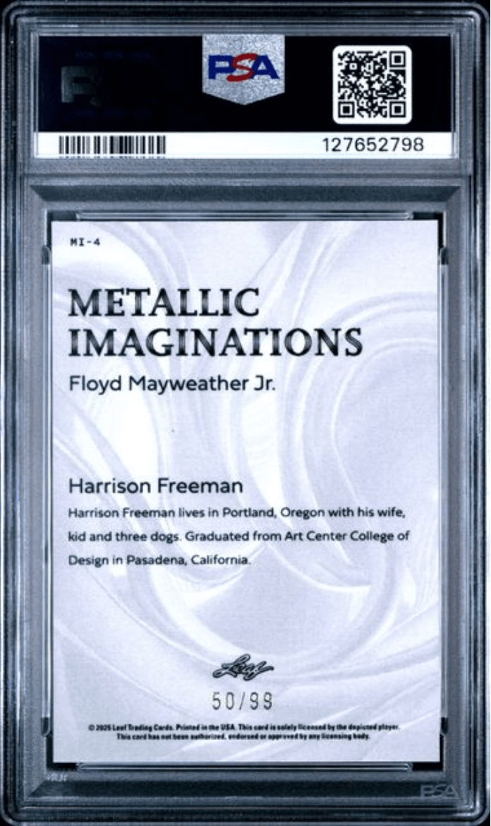 Graded 2025 Leaf Floyd Mayweather Jr #MI4 Metallic Imaginations Series 2 Gold /99 Boxing Card PSA 9 Mint