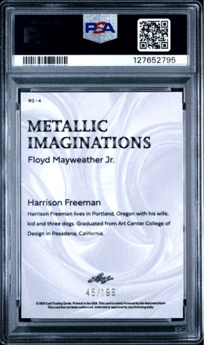 Graded 2025 Leaf Floyd Mayweather Jr #MI4 Metallic Imaginations Series 2 Red /199 Boxing Card PSA 10 Gem Mint