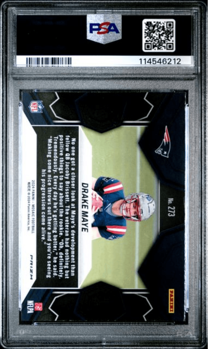 Graded 2024 Panini Mosaic Drake Maye #273 Mosaic Rookie RC Football Card PSA 10 Gem Mint