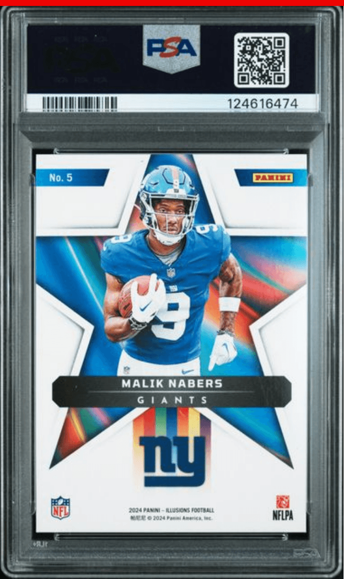 Graded 2024 Panini Illusions Malik Nabers #5 Shining Stars Rookie RC Football Card PSA 10 Gem Mint