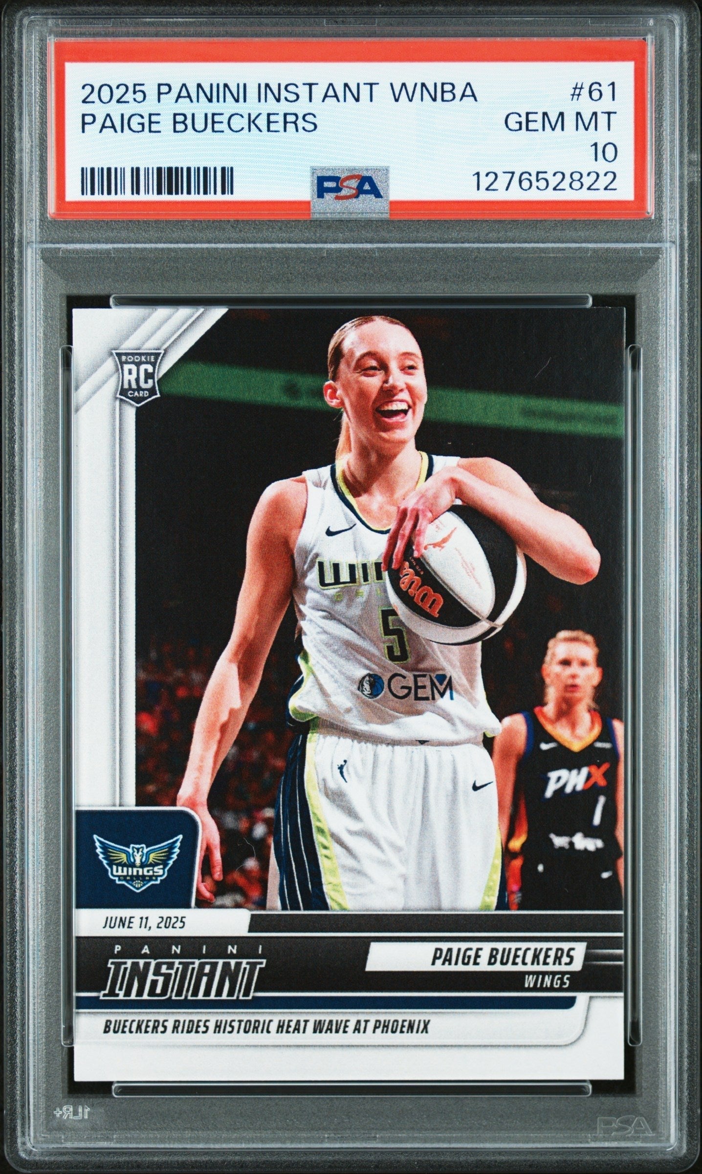 Graded 2025 Panini Instant WNBA Paige Bueckers #61 Rookie RC Basketball Card PSA 10 Gem Mint