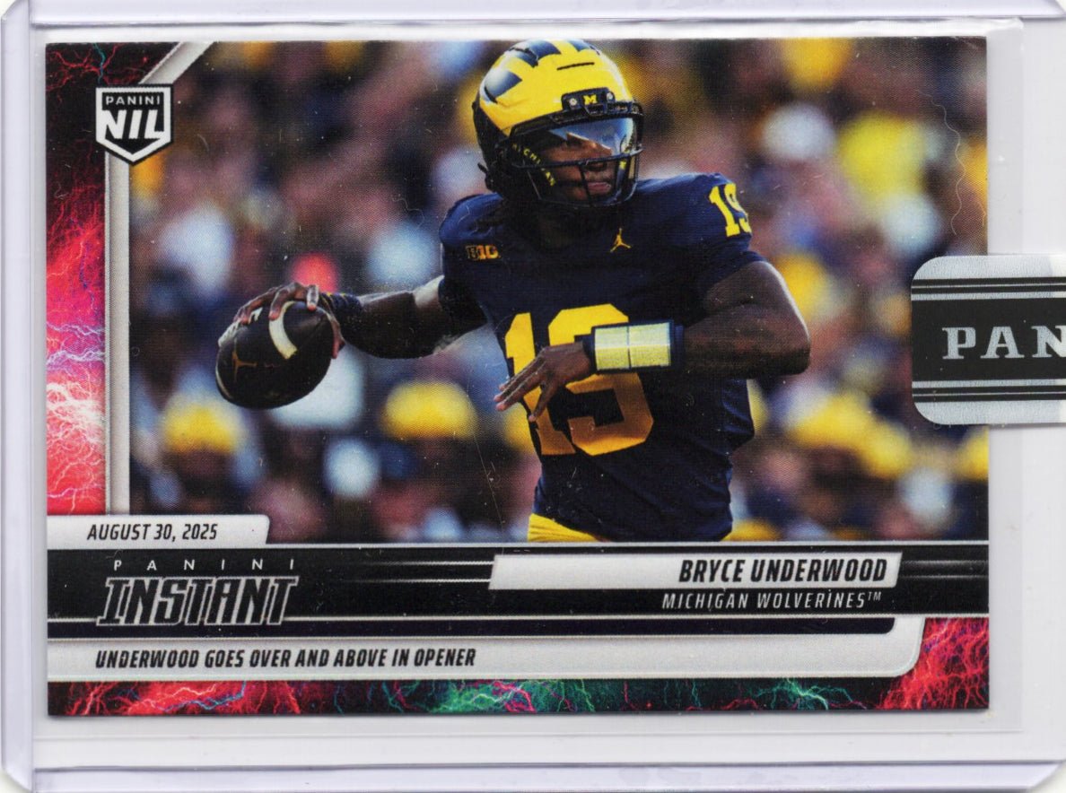 2025 Panini Instant Bryce Underwood #BUA Lightning /5 Michigan Wolverines Rookie RC Football Card