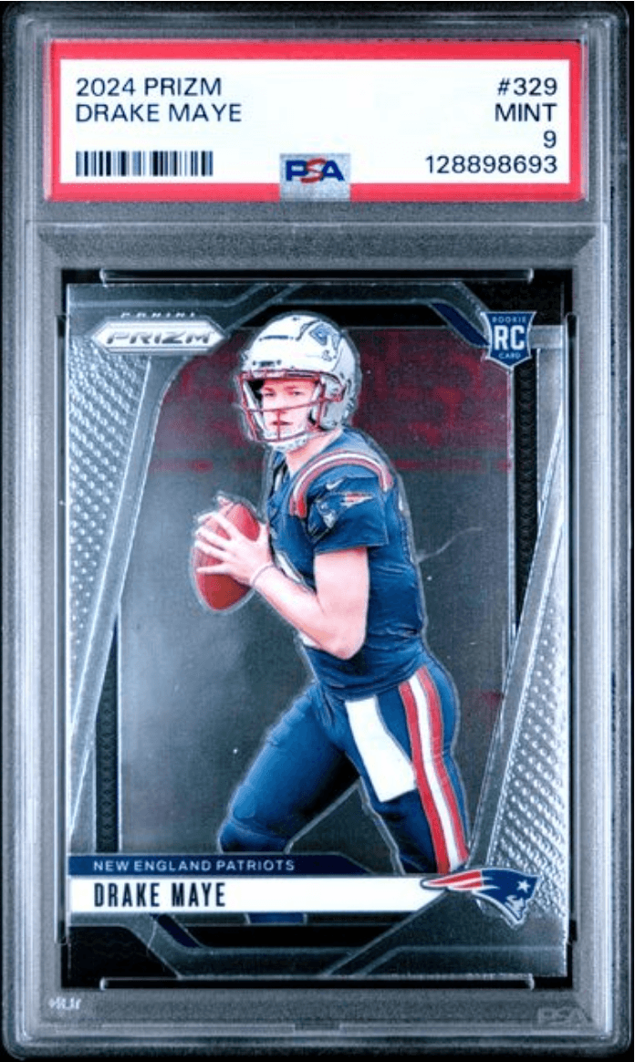 Graded 2024 Panini Prizm Drake Maye #329 Rookie RC Football Card PSA 9 Mint