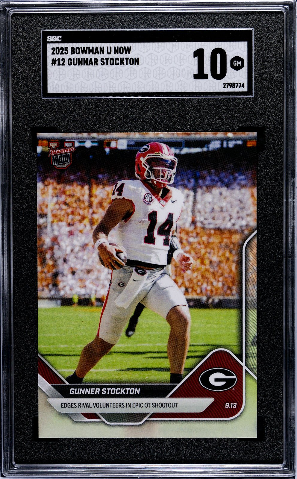 Graded 2025 Topps Bowman U Now Gunner Stockton #12 Rookie RC Football Card SGC 10 Gem Mint