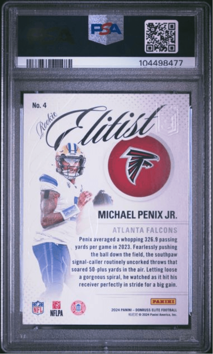 Graded 2024 Panini Donruss Elite Michael Penix Jr #4 Rookie Elitist Rookie RC Football Card PSA 10 Gem Mint