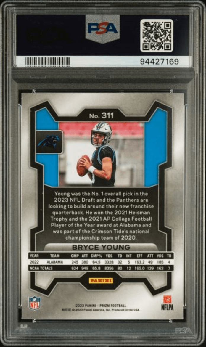 Graded 2023 Panini Prizm Bryce Young #311 Rookie RC Football Card PSA 10 Gem Mint